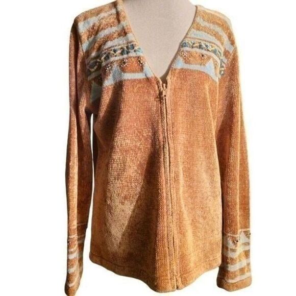 ✨Soft Surroundings Zip Front Embellished Sz XL Jacket Cardigan✨ - Picture 1 of 9